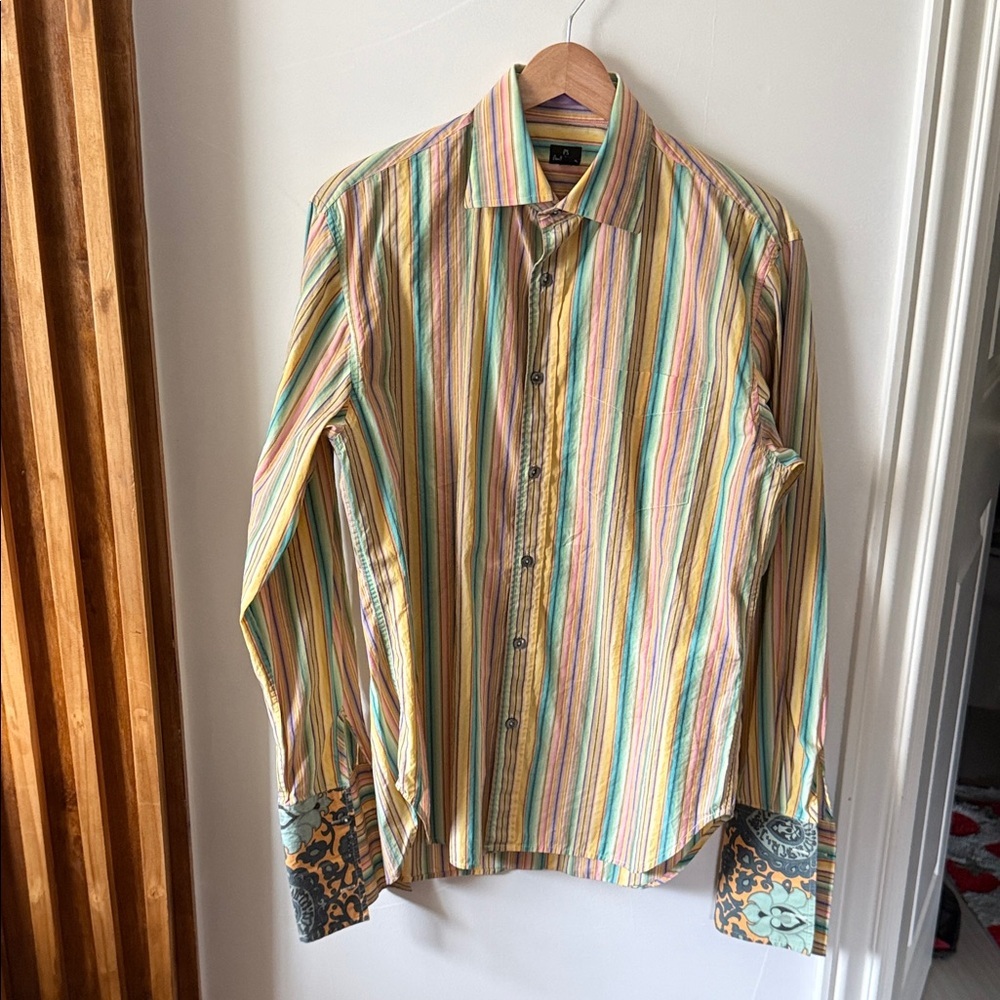 Paul Smith Painted Signature Striped Cotton Shirt. Size S read***